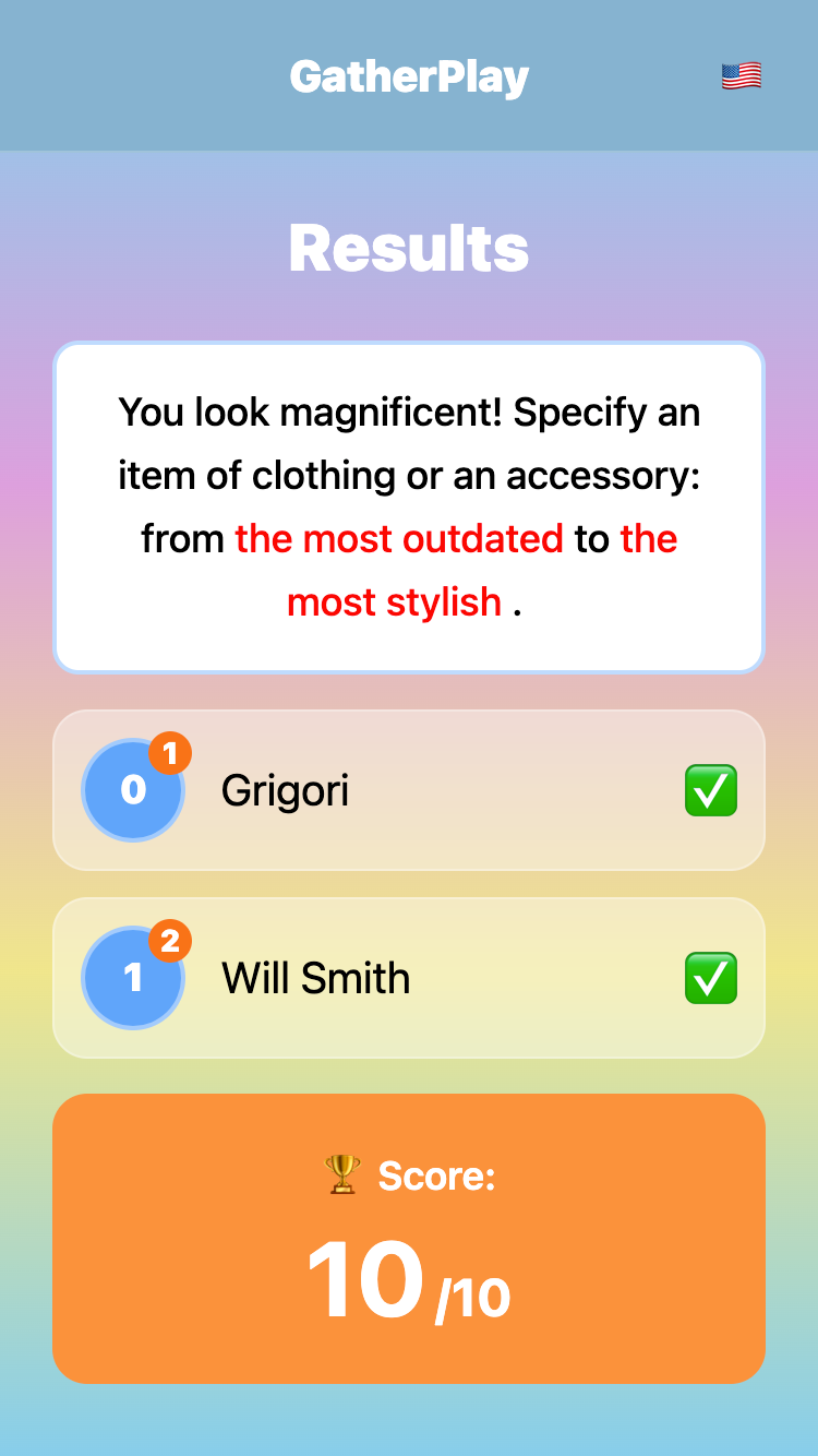 Round results screen